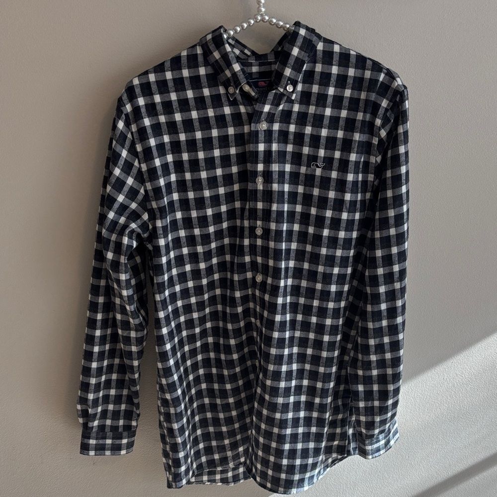 Vineyard vines kids xl Black and White Checkered Shirt